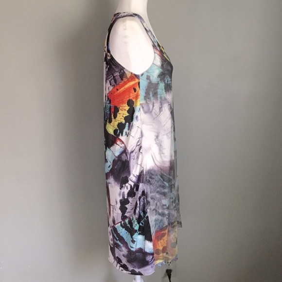 Clotheshead V-Neck Tank Dress with Mesh Overlay Size Small - Picture 3 of 8